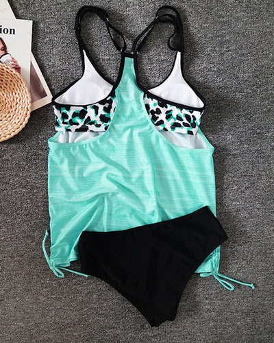 Augustus - Einfarbiger Tankini mit Leopardenmuster