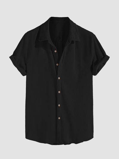 Corduroy Button Up Short Sleeved Shirt