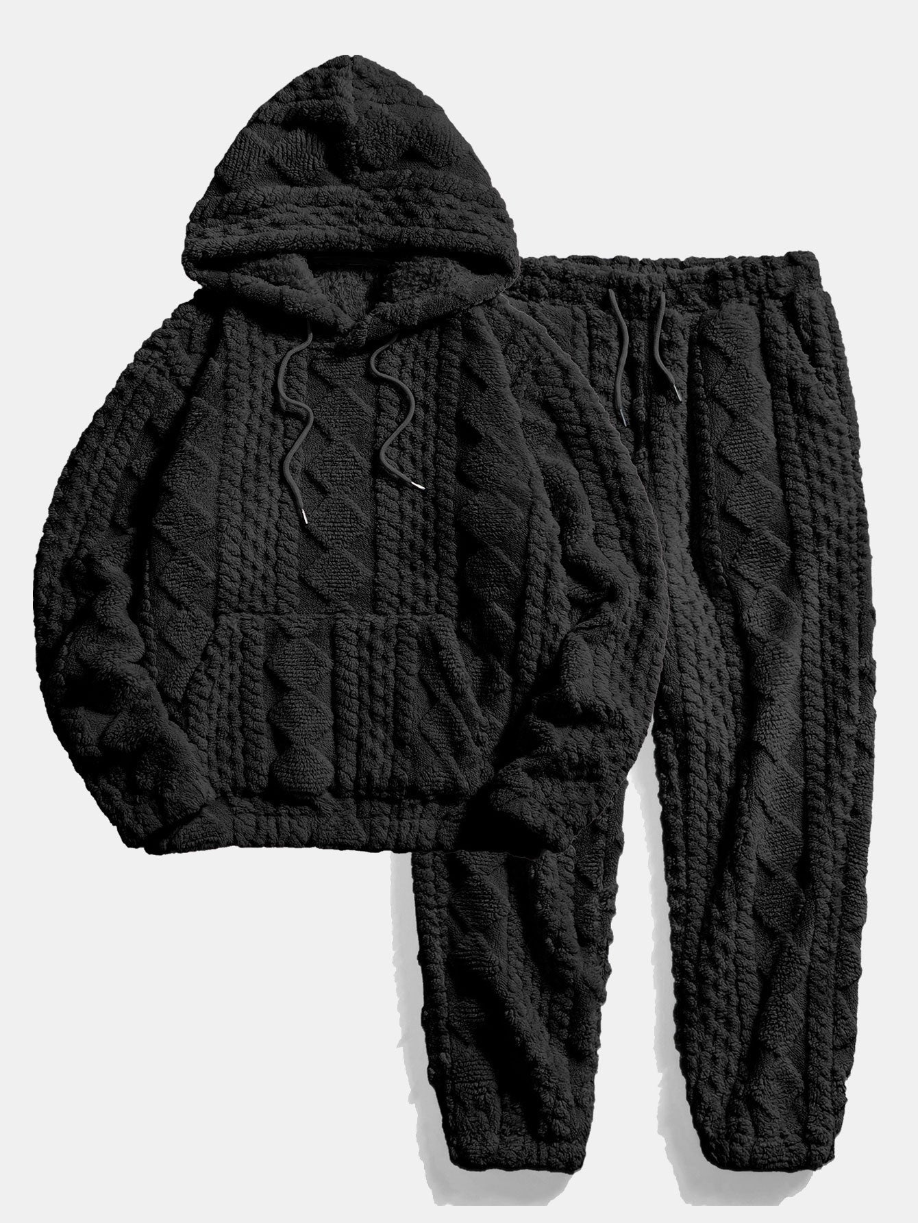 Geometry Jacquard Teddy Hoodie & Jogger Pants