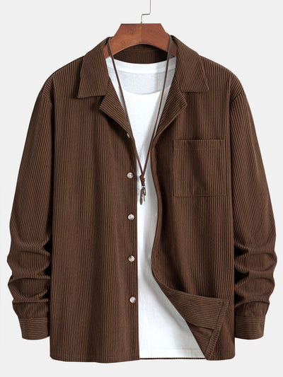 Long Sleeve Corduroy Cuban Collar Shirt & Straight Leg Linen Pants