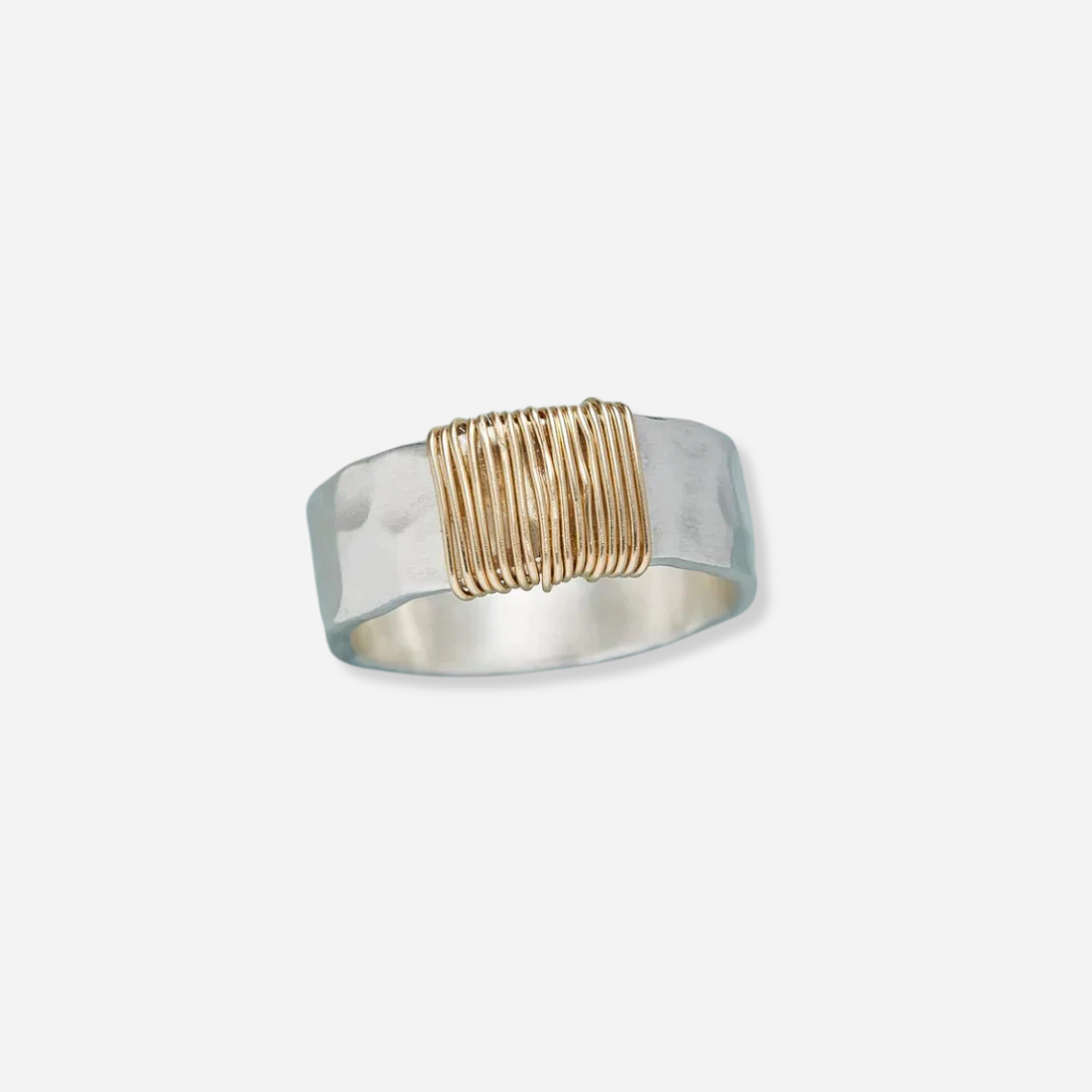 Vintage Gold Thread Silver Ring