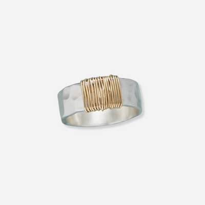 Vintage Gold Thread Silver Ring