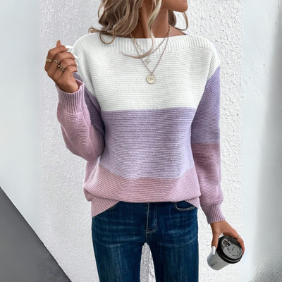 Clara - Elegant Three-Color Patchwork Sweater