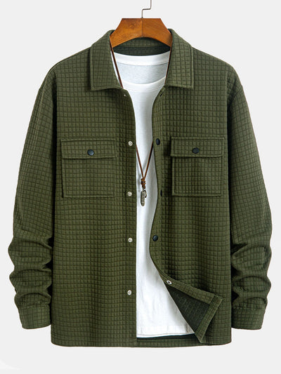 Quilted Waffle Jacquard Overshirt