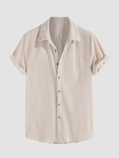 Corduroy Button Up Short Sleeved Shirt