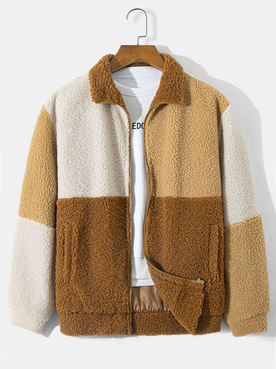 Kleurblok Teddy Fleece Jas