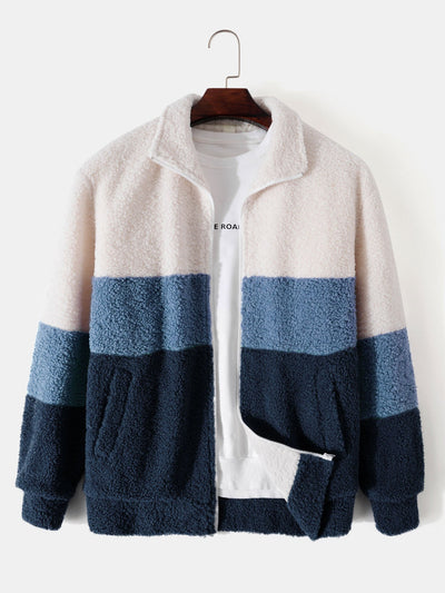 Kleurblok Teddy Fleece Zip-Up Jas