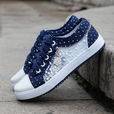 Liveli hollowed out denim mesh shoes breathable cloth shoes