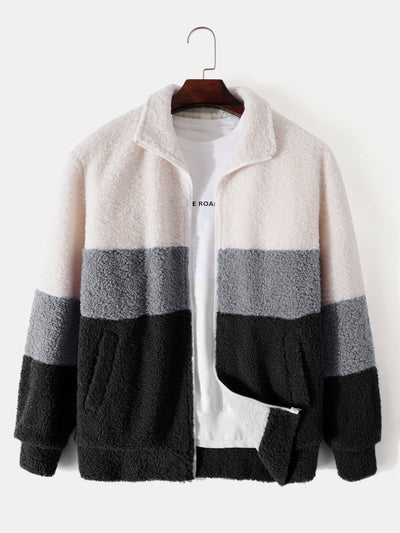 Kleurblok Teddy Fleece Zip-Up Jas