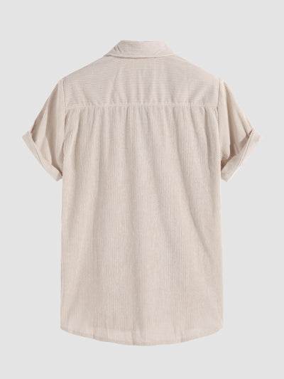 Corduroy Button Up Short Sleeved Shirt
