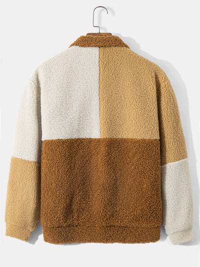 Kleurblok Teddy Fleece Jas