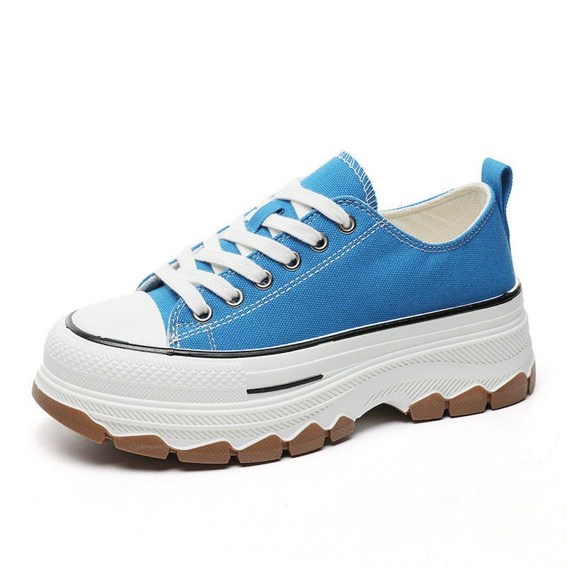 Liveli Canvas shoes women's skate shoes thick sole increase students' height