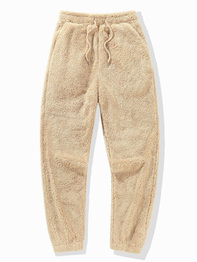 Bear Embroidered Patch Teddy Hoodie & Teddy Jogger Pants