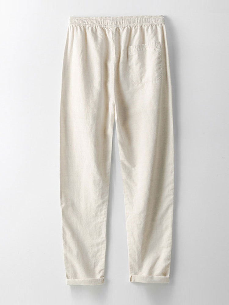 Long Sleeve Corduroy Cuban Collar Shirt & Straight Leg Linen Pants