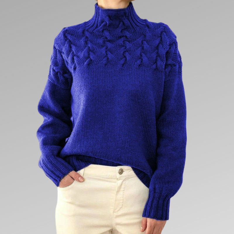 Eva - Women's Sweater with Cable Knit Detail