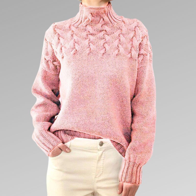 Eva - Women's Sweater with Cable Knit Detail