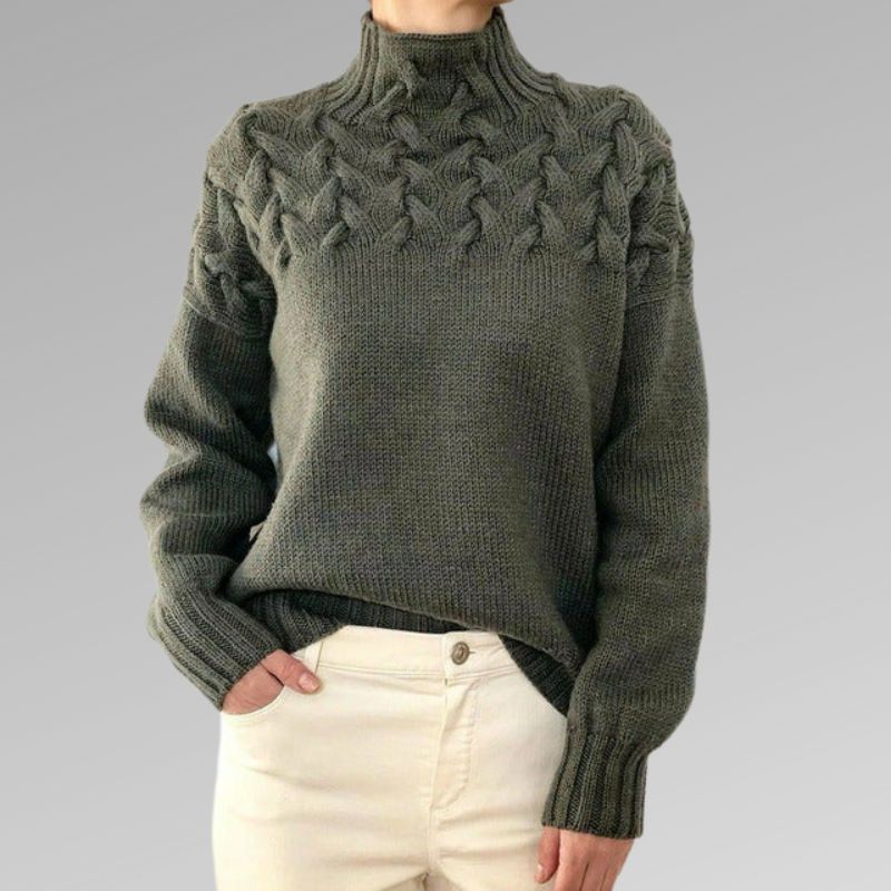 Eva - Women's Sweater with Cable Knit Detail