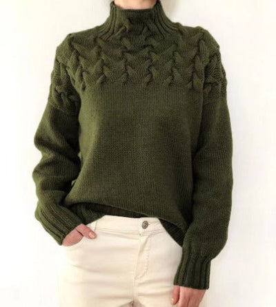 Eva - Women's Sweater with Cable Knit Detail