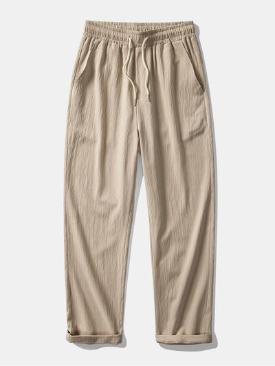 Texture Jacquard Cuban Shirt & Wrinkle Textured Straight Leg Pants