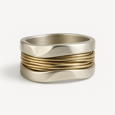 Silver Golden Threads Ring