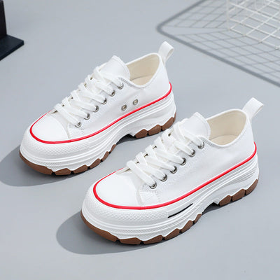 Liveli Canvas shoes women's skate shoes thick sole increase students' height