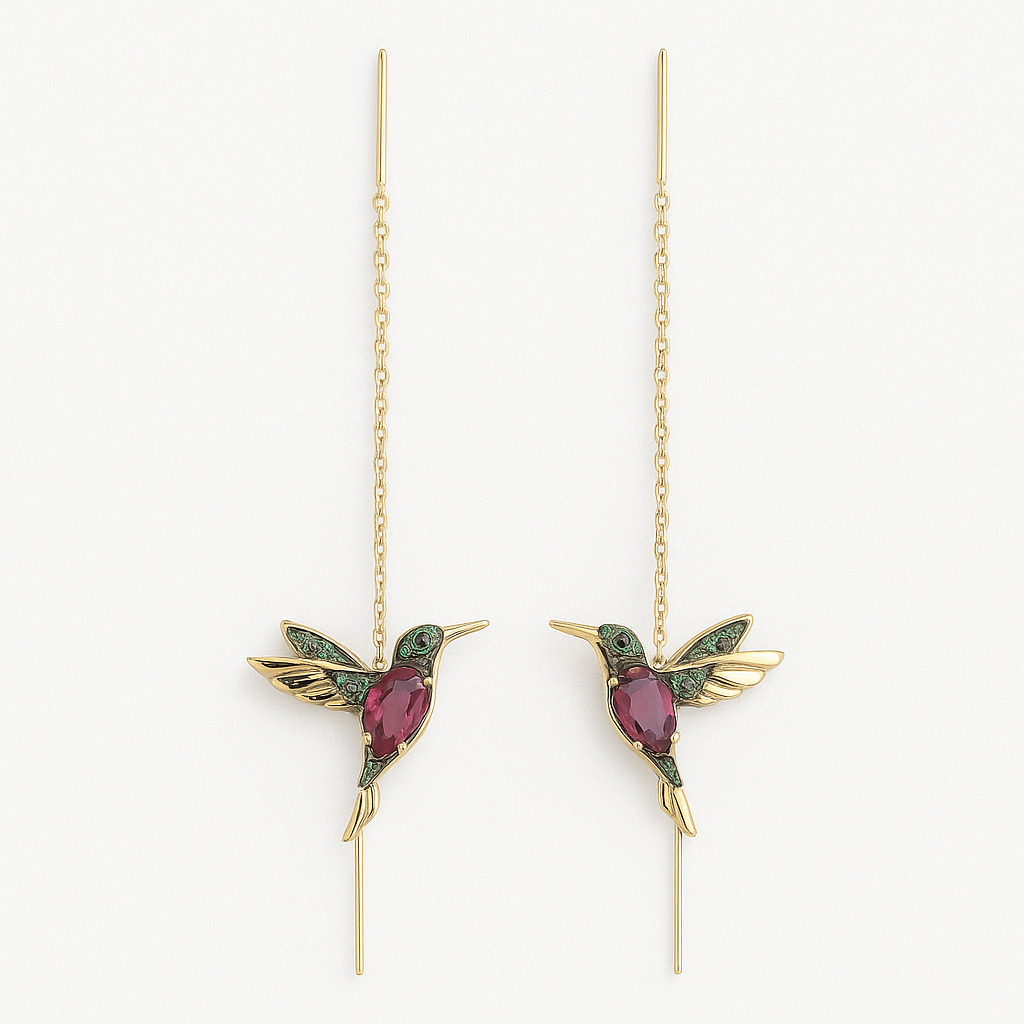 Hummingbird and zirconia earrings