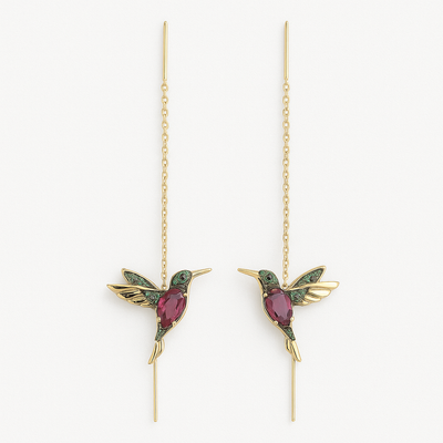 Hummingbird and zirconia earrings