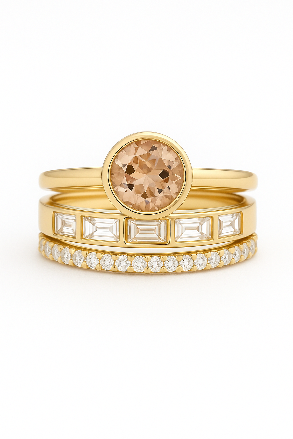 Elegant Inlaid Crystal Gold Ring