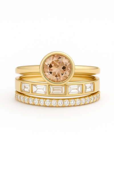 Elegant Inlaid Crystal Gold Ring