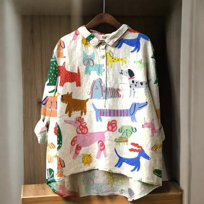 Isabelle | Exclusive Women's Blouse with Dog Print