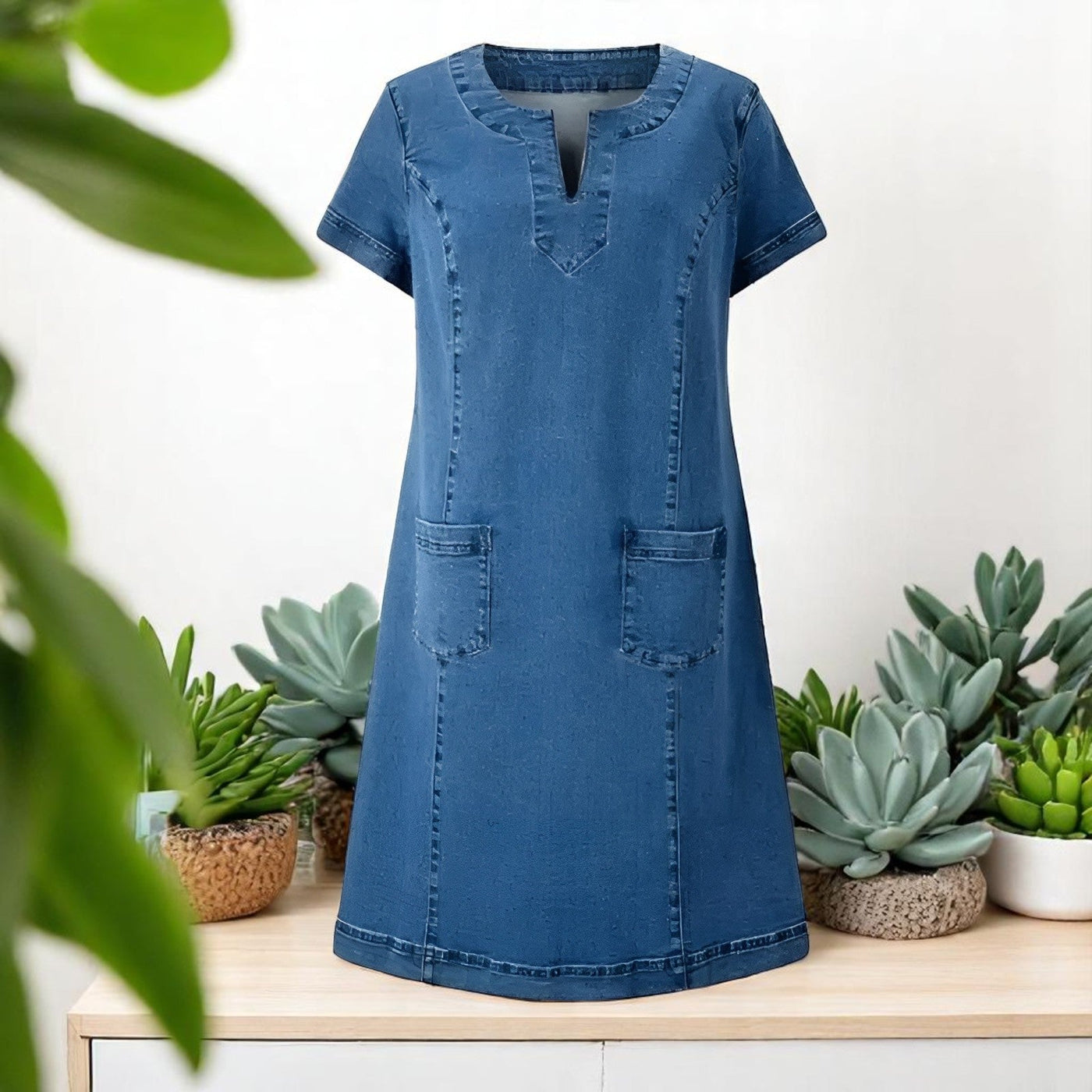 Lily | Soft Denim Dress with Front Pockets