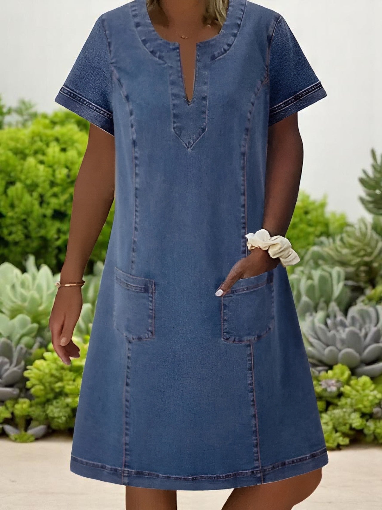 Lily | Soft Denim Dress with Front Pockets
