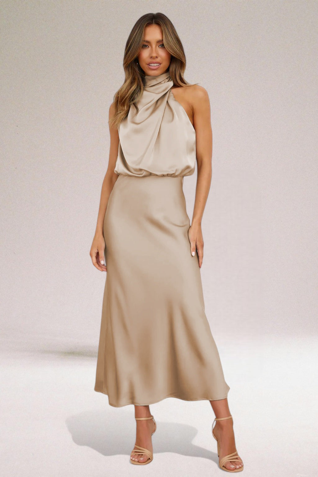 VALENTINA | Elegantes Satinkleid mit raffinierten Details 
