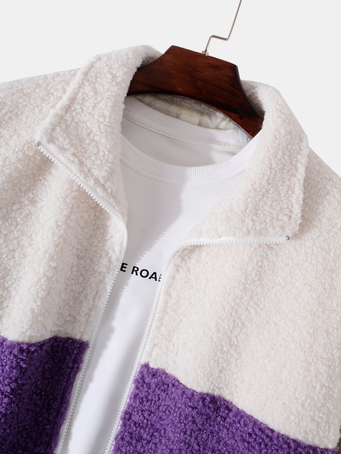 Kleurblok Teddy Fleece Zip-Up Jas