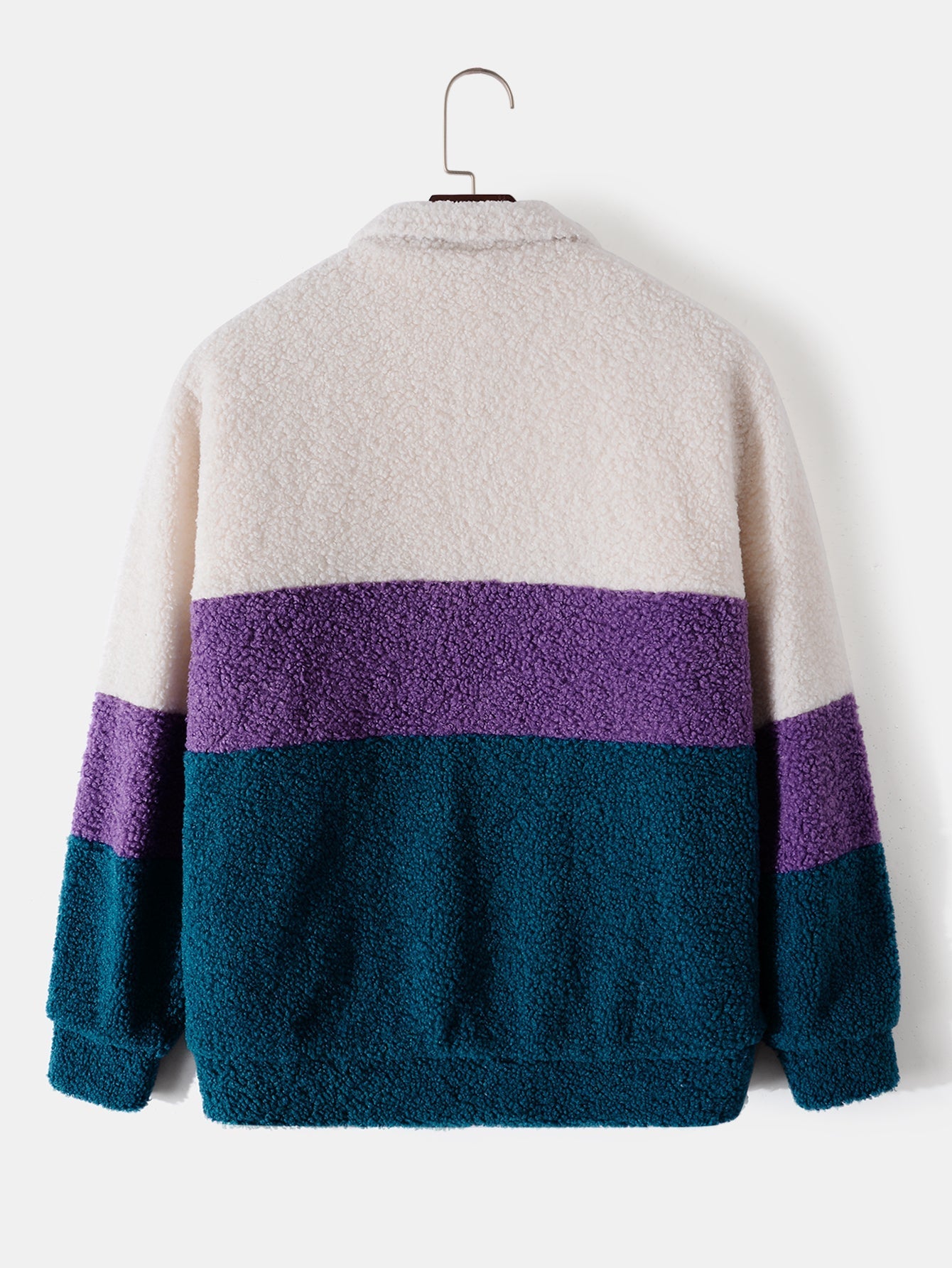 Kleurblok Teddy Fleece Zip-Up Jas