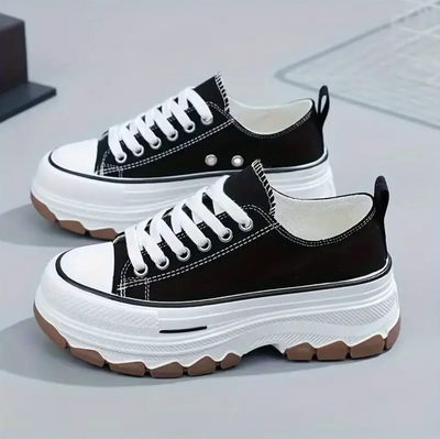 Liveli Canvas shoes women's skate shoes thick sole increase students' height