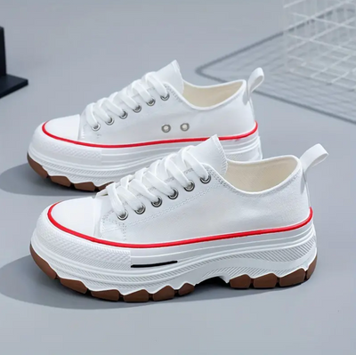 Liveli Canvas shoes women's skate shoes thick sole increase students' height