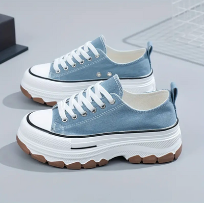 Liveli Canvas shoes women's skate shoes thick sole increase students' height