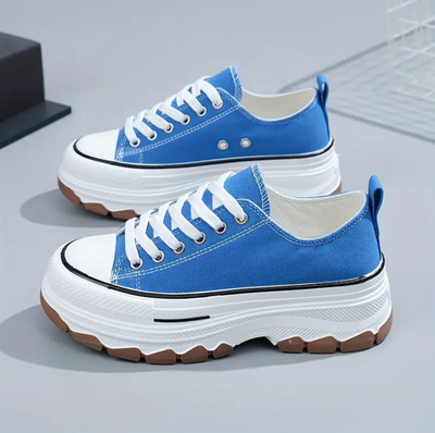 Liveli Canvas shoes women's skate shoes thick sole increase students' height