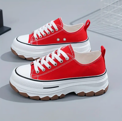 Liveli Canvas shoes women's skate shoes thick sole increase students' height