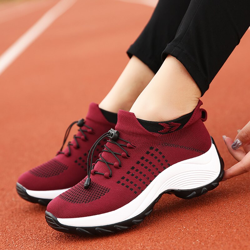 Liveli - Breathable Mesh Tenis Ladies Shoes for Sock Sneakers