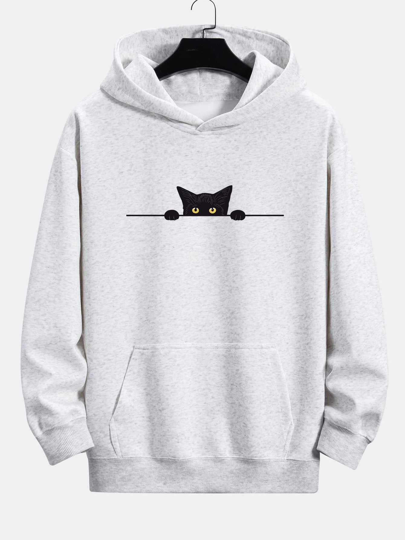 Zwarte Kat Print Relaxed Fit Hoodie