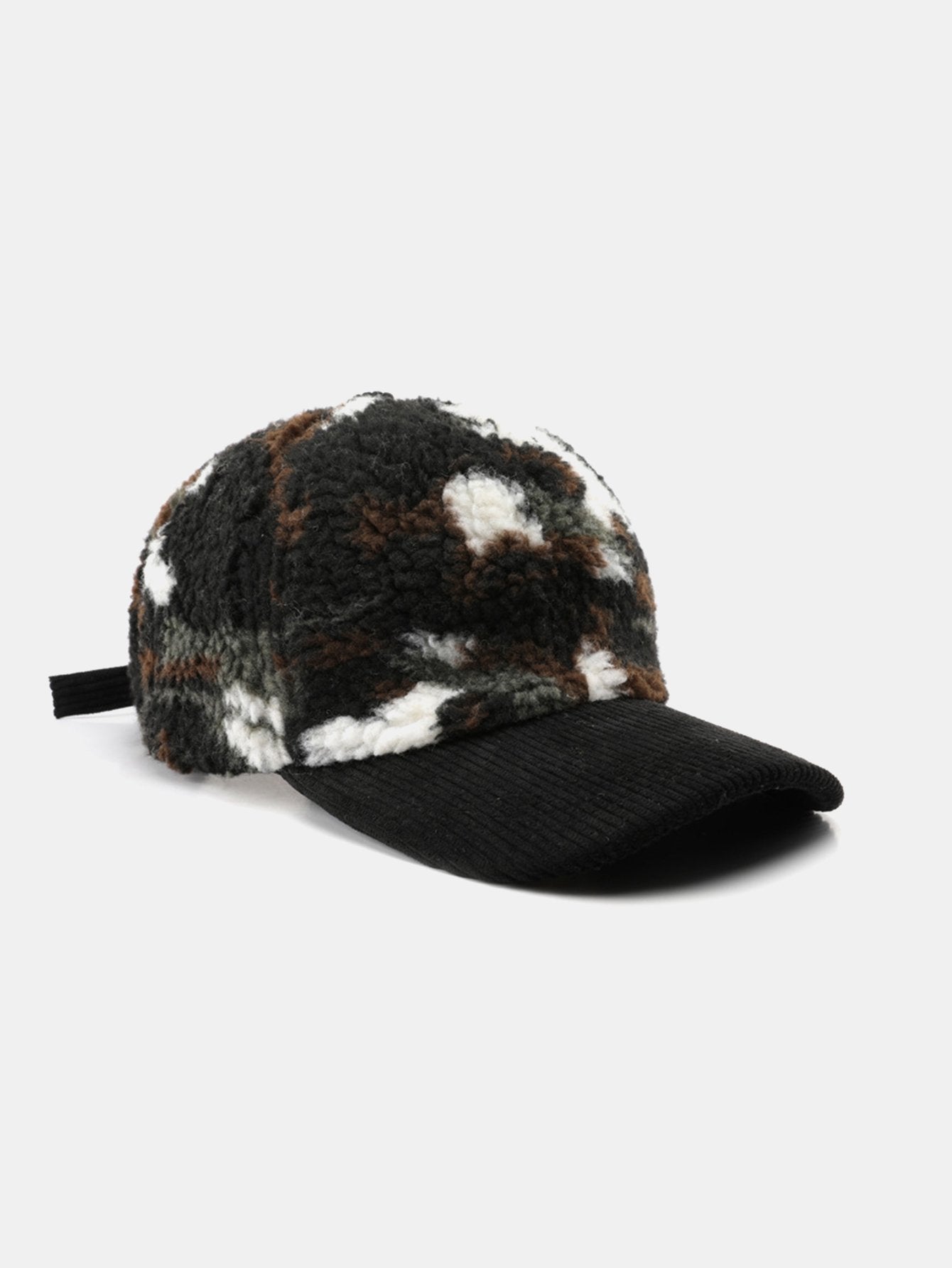 Camouflage Color Block Teddy Plush Baseball Cap