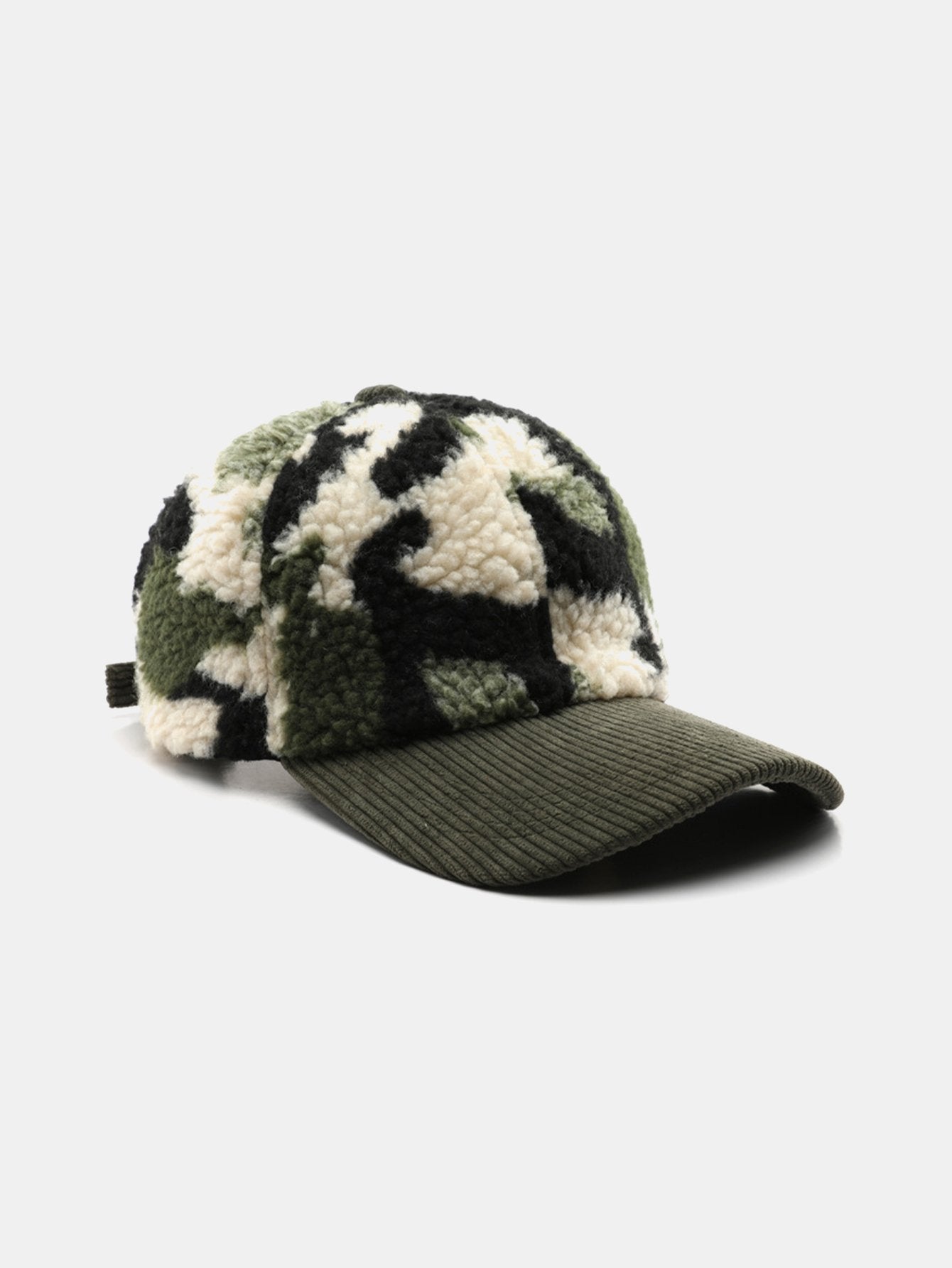 Camouflage Color Block Teddy Plush Baseball Cap