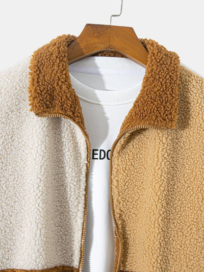 Kleurblok Teddy Fleece Jas
