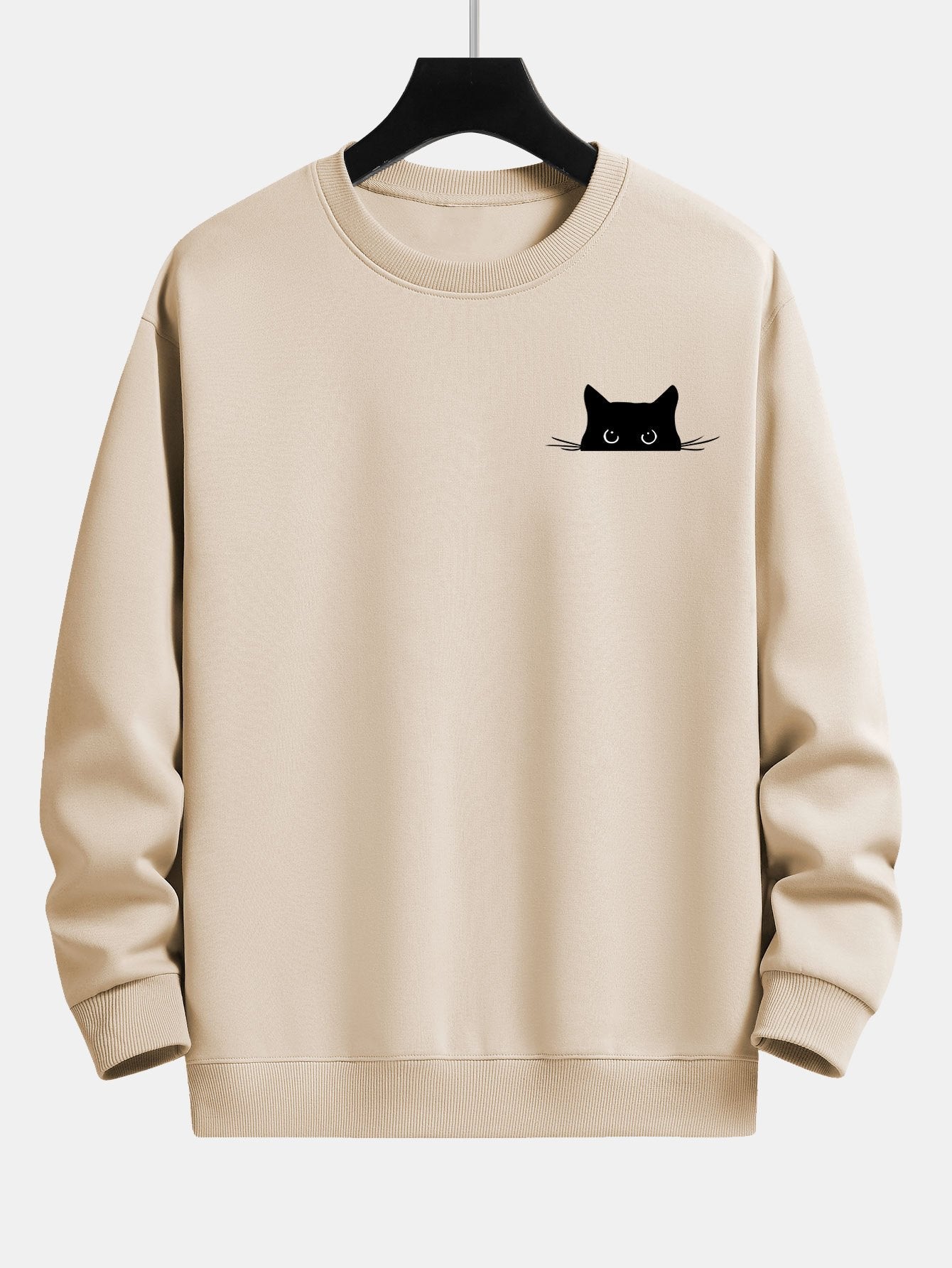 Zwarte Kat Print Relaxed Fit Sweatshirt