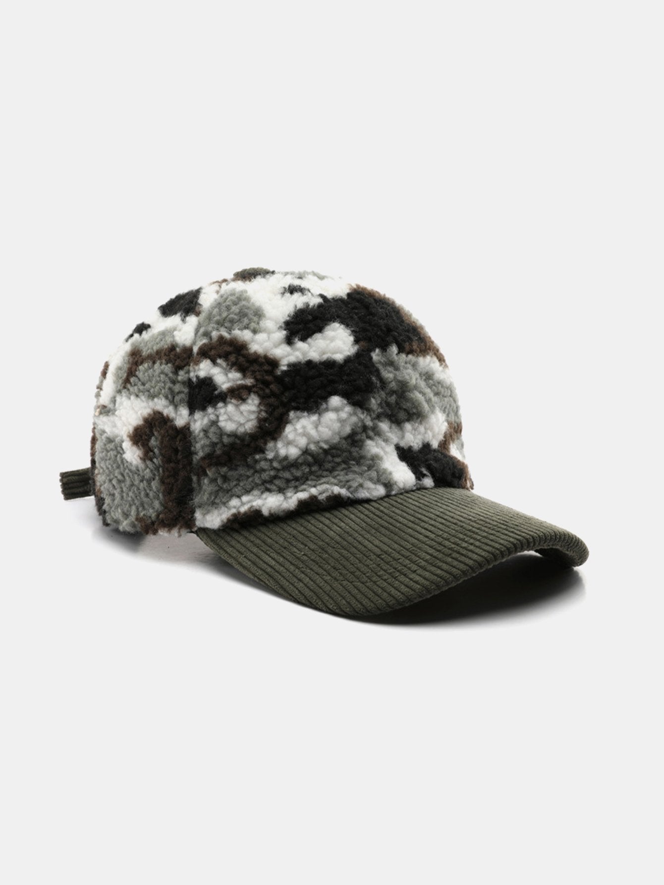 Camouflage Color Block Teddy Plush Baseball Cap