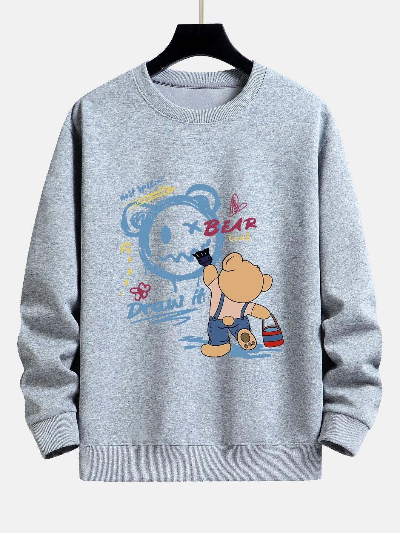 Graffiti Bear Print Relax Fit Sweatshirt