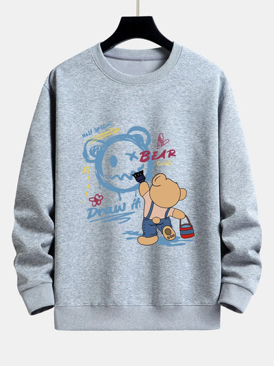Graffiti Bear Print Relax Fit Sweatshirt