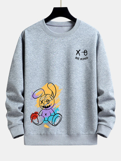 Graffiti Rabbit Print Relax Fit Sweatshirt